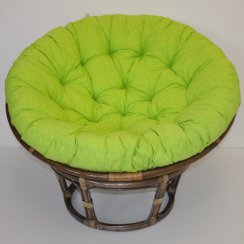 Ratanový papasan 110 cm hnědý polstr světle zelený melír