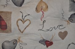 Ratanový papasan 110 cm hnědý polstr motiv srdce LOVE