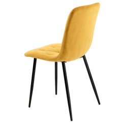 Jídelní židle, potah žlutá sametová látka, kovová 4nohá podnož, černý lak