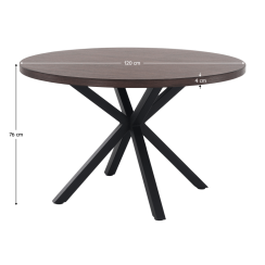 Jedálenský stůl, tmavý dub / čierna, průměr 120 cm, MEDOR
