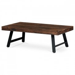 Konferenční stůl, 130x70 cm, MDF deska, masiv borovice, kov, černý lak