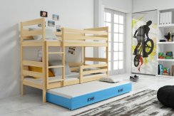 Patrová postel s přistýlkou Norbert borovice/modra