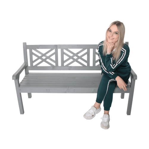 Dřevěná zahradní lavička, šedá, 150 cm, FABLA