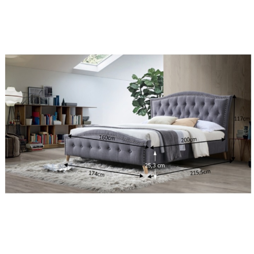 Manželská postel, šedá, 160x200, GIOVANA
