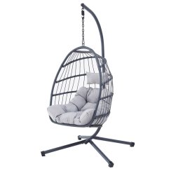 Zahradní závěsné křeslo, výplet antracit umělý ratan AZ-V1269 GREY
