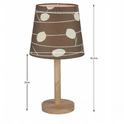 Stolní lampa, dřevo / látka vzor listy, QENNY TYP 6