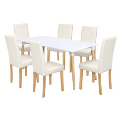 Jídelní stůl ONE 160x90 bílý + 6 židlí PRIMA bílá/světlé nohy