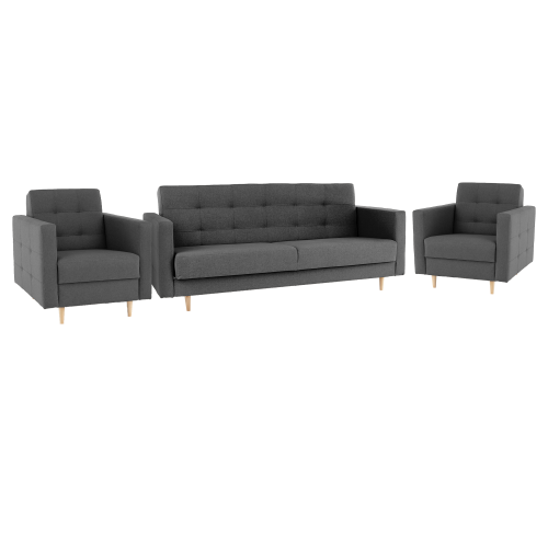 Celočalouněná sestava 3+1+1, látka tmavě šedá, AMEDIA