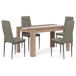 Jídelní set 1+4, stůl 138x80 cm, lamino dub sonoma, židle lanýž. látka a lak