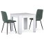 Jídelní set 1+2, stůl 80x80 cm, bílá MDF, židle zelená látka, černý lak