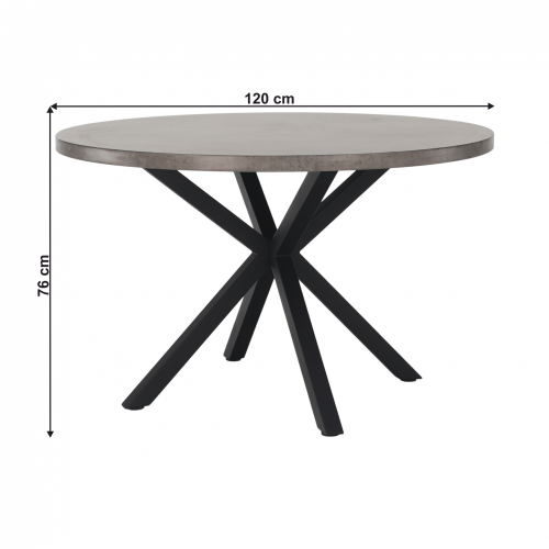 Jedálenský stůl, betón / čierna, průměr 120 cm, MEDOR