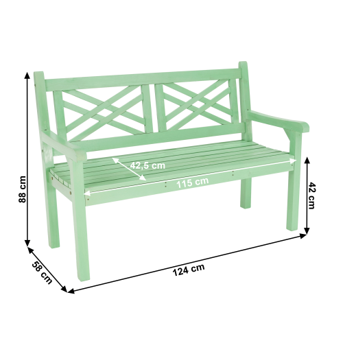 Dřevěná zahradní lavička, neo mint, 124 cm, FABLA