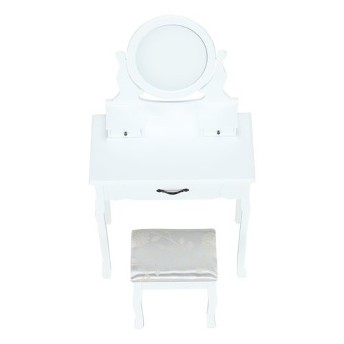 Toaletní stolek s taburetem, bílá / stříbrná, LINET New