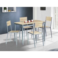 Jídelní set s 4 židlemi, 110x70x76cm, mdf, dub sonoma, HARVEY SON