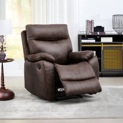 Polohovací křeslo, hnědá, látka vintage, TV-4092 BR3