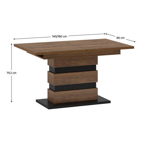 Rozkládací jídelní stůl, dub bolzano / černá, 140-180x86 cm, DELIS S
