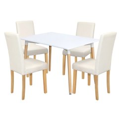 Jídelní stůl ONE 120x80 bílý + 4 židle PRIMA bílá/světlé nohy