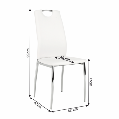 Jídelní židle, ekokůže bílá / chrom, ERVINA